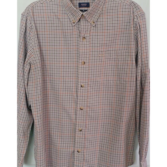 Men's‎ Medium Dress Shirt Button Down Long Sleeve Arrow Warm Plaid Multicolor - Picture 1 of 6